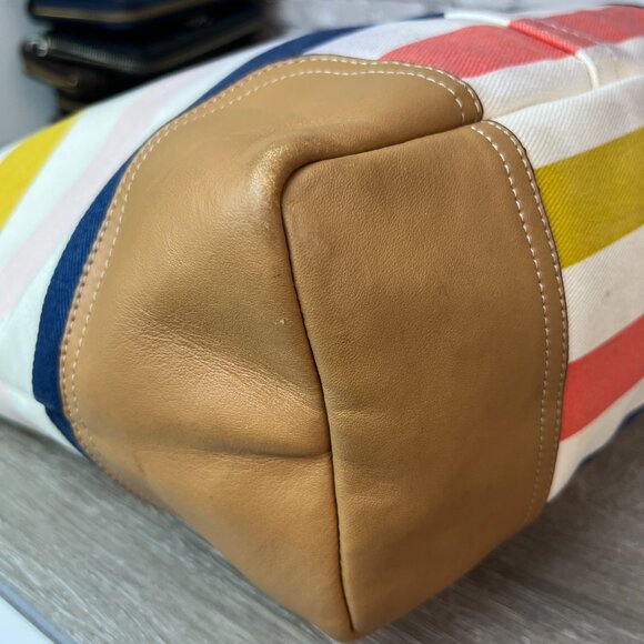 COACH F30041 Hadley Multistripe Canvas/Leather Medium Size Tote Bag - Picture 5 of 9